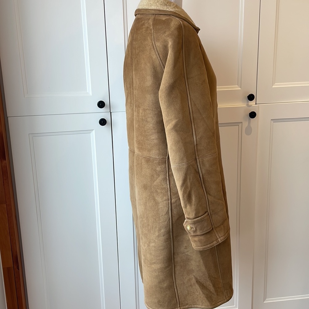RALPH LAUREN Black Label Shearling Tan Leather jacket, Size 10 - Picture 7 of 16